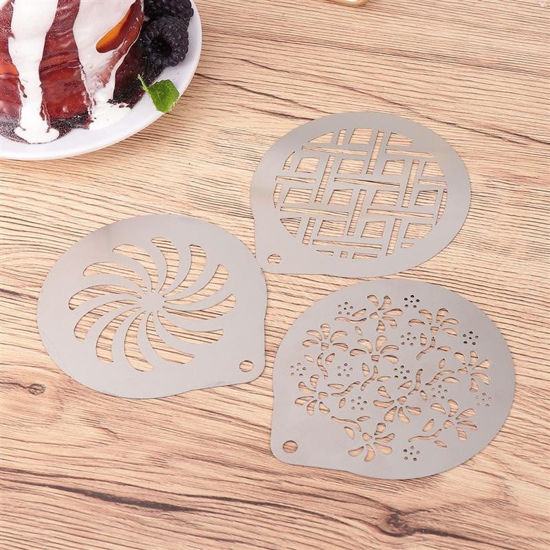 Изкуство на шаблон за кафе за торта Капучино Шаблон Стоманени шаблони Шаблони за декориране от неръждаема стомана Какаово лате Мляко Модел за печат