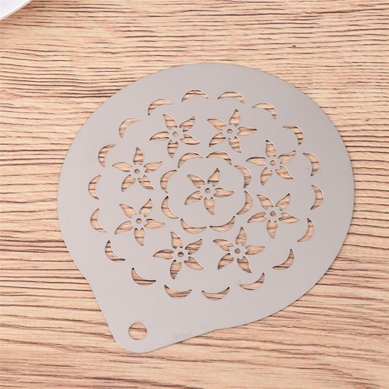 Изкуство на шаблон за кафе за торта Капучино Шаблон Стоманени шаблони Шаблони за декориране от неръждаема стомана Какаово лате Мляко Модел за печат