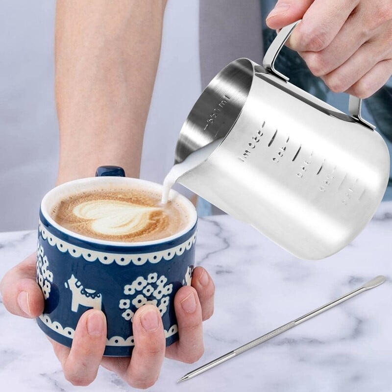 20 oz tejes pezsgőkanna méréssel, gőzkanna kávé cappuccino Latte Art eszpresszógépekhez tökéletes stb.