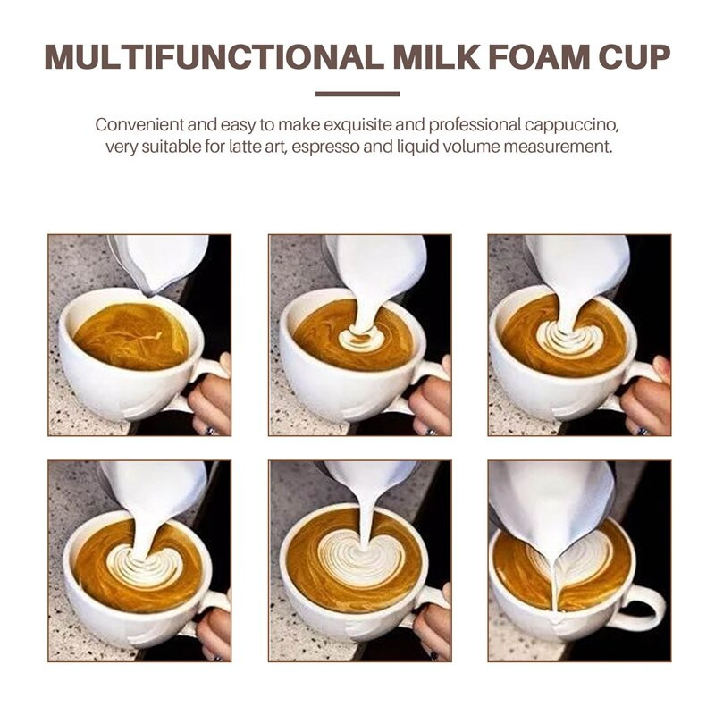20 oz tejes pezsgőkanna méréssel, gőzkanna kávé cappuccino Latte Art eszpresszógépekhez tökéletes stb.