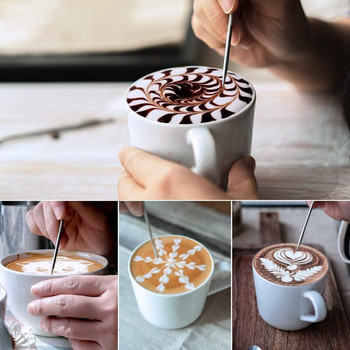 Προβολή! Κανάτα για αφρόγαλα 350ML από ανοξείδωτο ατσάλι με διακοσμητικό στυλό Milk Pitcher Espresso Coffee Pitcher Barista Coffee Latte
