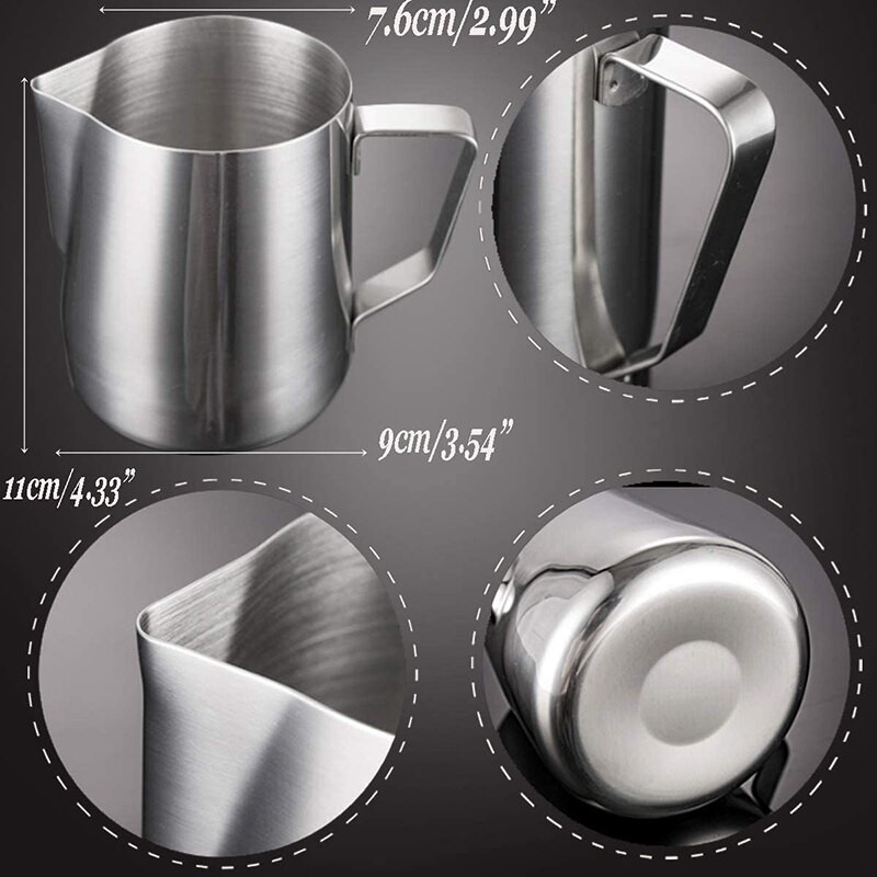 Rozsdamentes acél tejhabosító kancsó 20 oz Kávé shaker Duster Cukorpor Kakaószita Cappuccino kávésablonnal