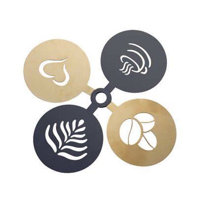 Filtru de cafea din oțel inoxidabil Cappuccino Șablon Lapte pentru lapte Cafetieră italiană Matrite pentru desen Forme pentru spumă Barista auriu negru