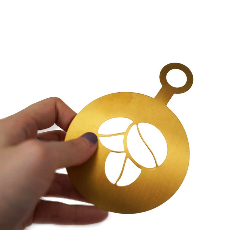 Filtru de cafea din oțel inoxidabil Cappuccino Șablon Lapte pentru lapte Cafetieră italiană Matrite pentru desen Forme pentru spumă Barista auriu negru