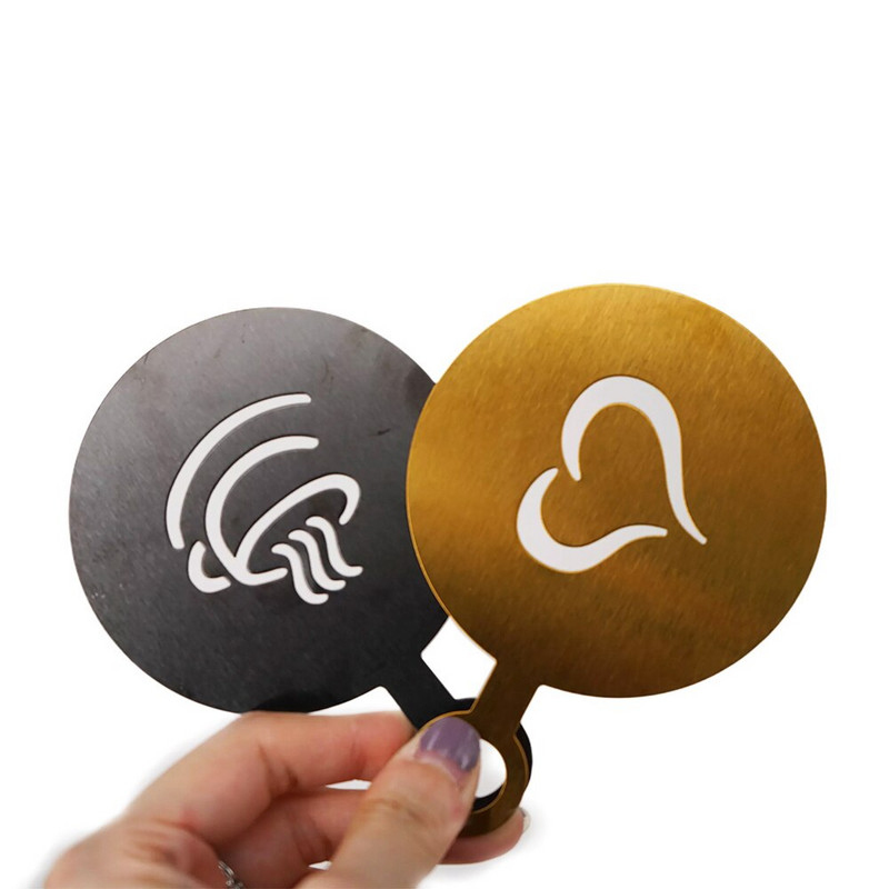 Rozsdamentes acél kávétartozékok Arany kávésablonok Latte kiegészítők Fekete kávé díszítősablon Forró csokoládé eszköz