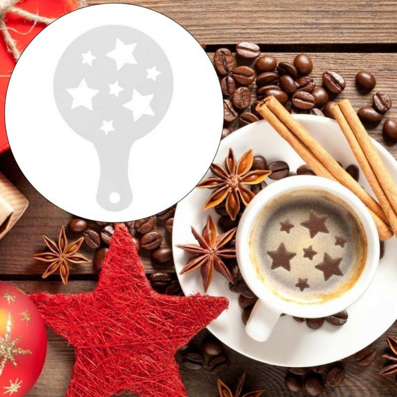 10 set de matrițe pentru desen de Crăciun șablon de desen pentru Ziua Îndrăgostiților, pulbere de cafea fantezie, tampoane de împrăștiat, matriță de imprimare pentru cafea