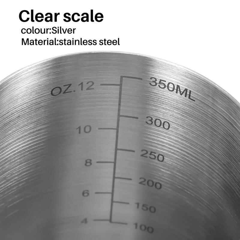2 опаковки кана за разпенване на мляко, 12 и 20 унции кана за еспресо на пара, чаша за разпенване на мляко, отметка отвътре