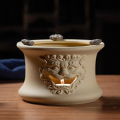 Творческа печка за чай Нагревател за свещи от естествена кал Основа за чайник Винтидж Аксесоари за прибори за чай Нагревател за чай Нагревател за свещ Печки Свещник