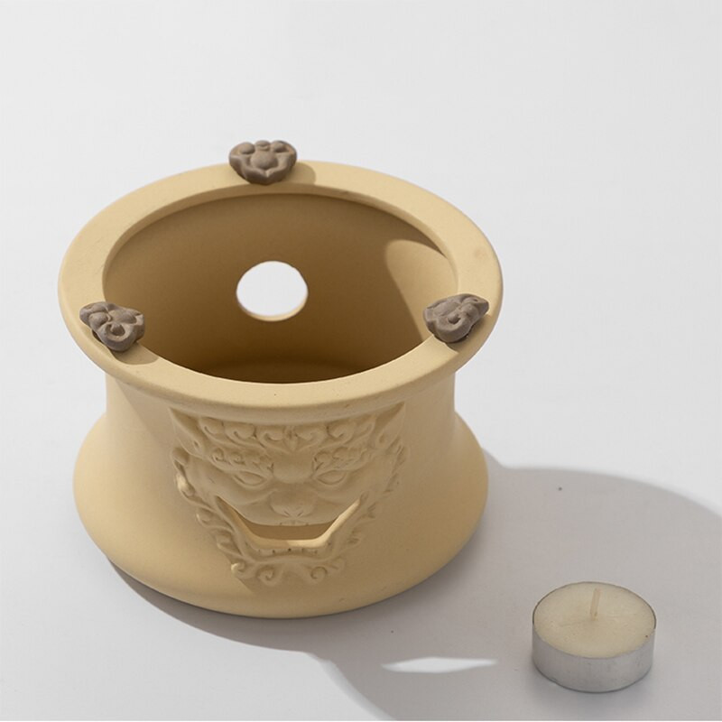 Творческа печка за чай Нагревател за свещи от естествена кал Основа за чайник Винтидж Аксесоари за прибори за чай Нагревател за чай Нагревател за свещ Печки Свещник