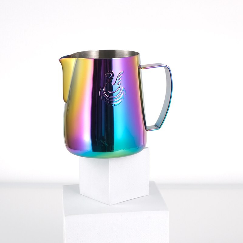 Cană de spumare a laptelui din oțel inoxidabil de 400 ml, ulcior de cafea, ulcior de smântână, barista, ulcior de artizanat pentru espresso latte pentru acasă