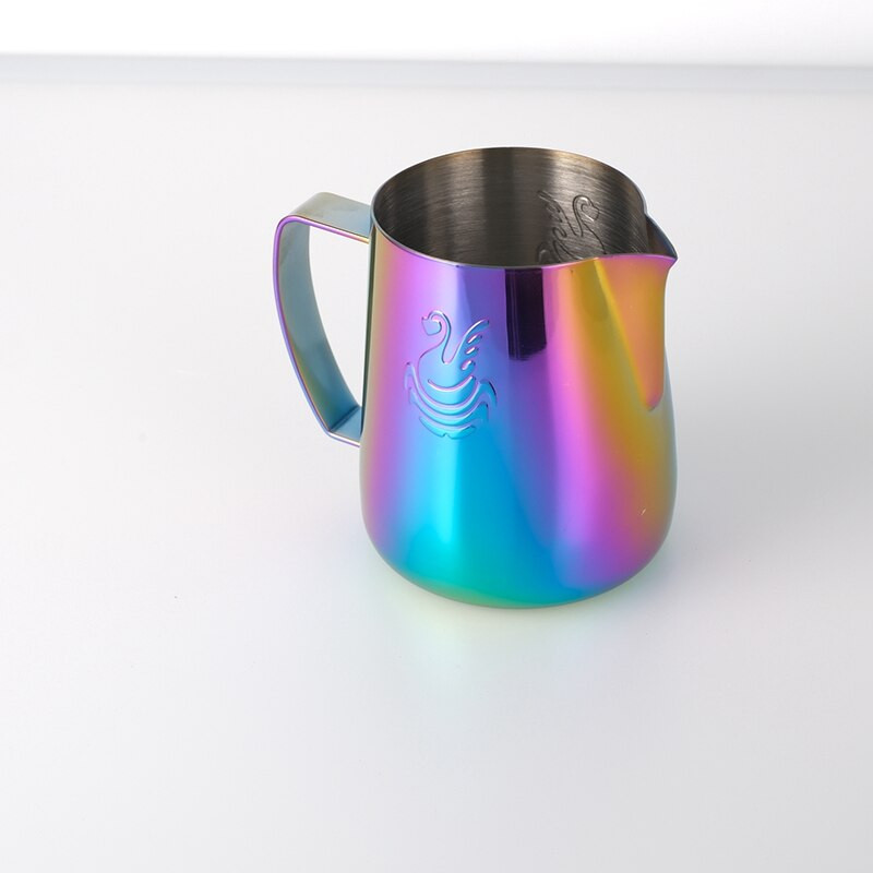 Cană de spumare a laptelui din oțel inoxidabil de 400 ml, ulcior de cafea, ulcior de smântână, barista, ulcior de artizanat pentru espresso latte pentru acasă