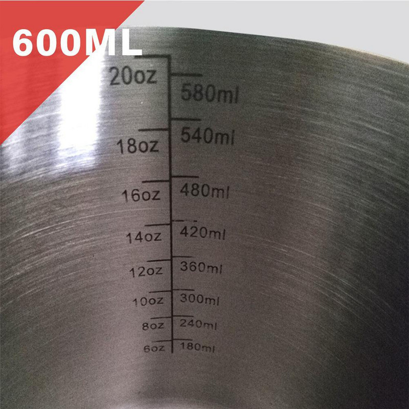 600 ml-es rozsdamentes acél füzér csésze Scale kávétejhabosítóval és tejeskávéfőzővel