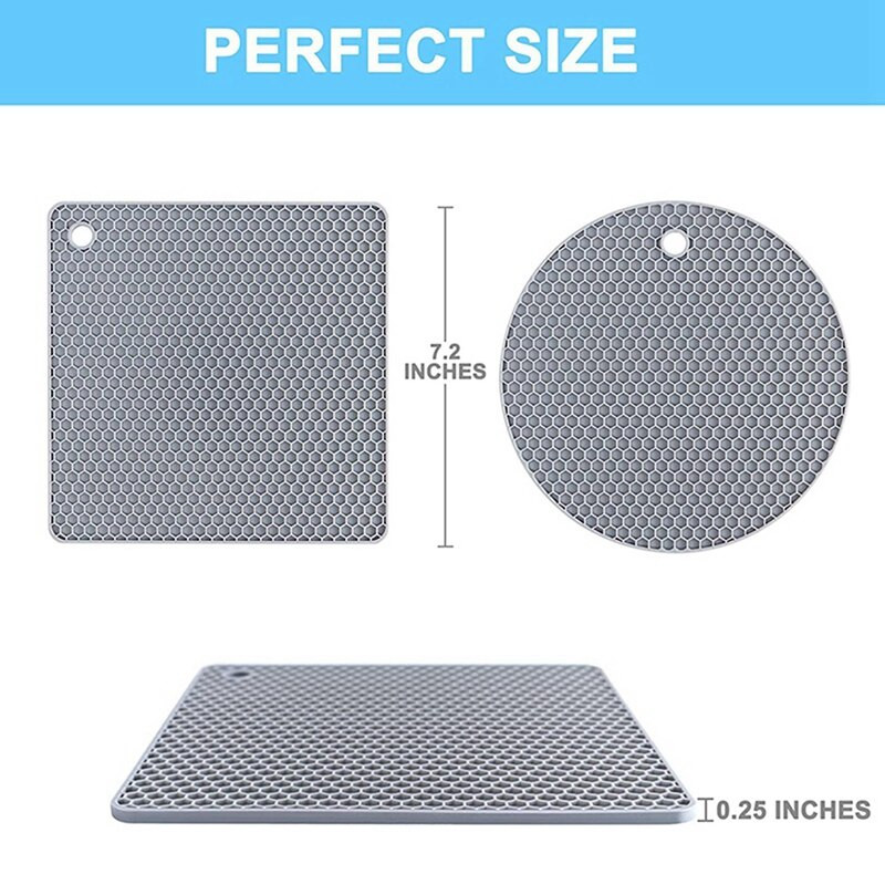 2 db rozsdamentes acél por shaker kávé- és kakaópor fedéllel és 4 db extra vastag szilikon trivet mats szürke