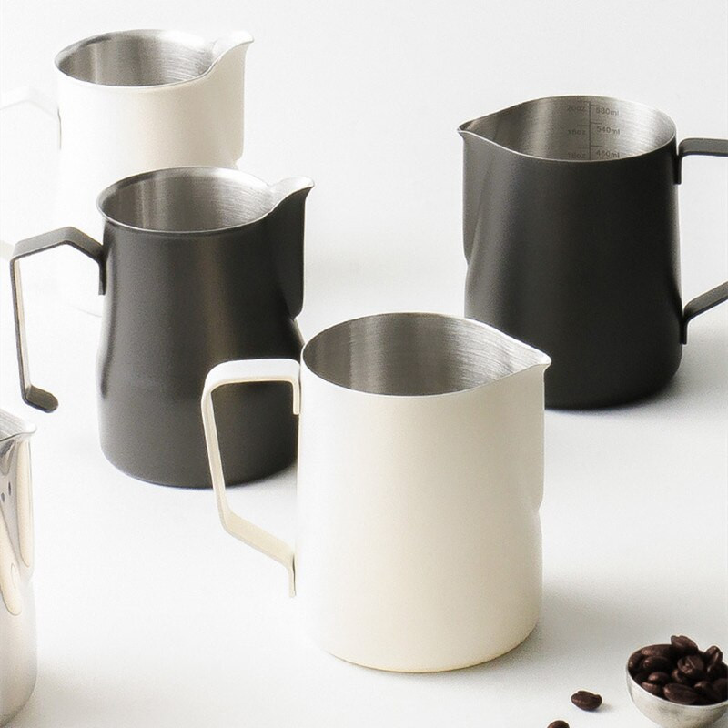 Rozsdamentes acél mérleggel Kávékancsó Húzható virágcsésze Cappuccino tejeskanna eszpresszó csésze Latte tejhabosító habosító kancsó