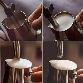 Кана за разпенване от неръждаема стомана, 600 мл пенообразувател за мляко с писалка Latte Art, инструменти за бариста за еспресо капучино Latte Art