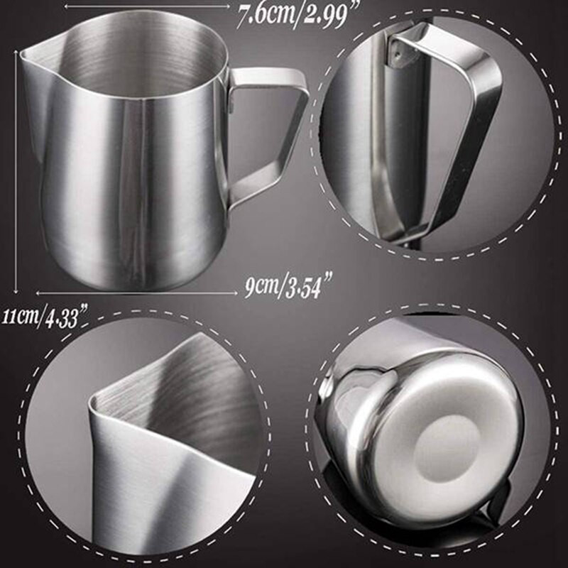 Кана за разпенване от неръждаема стомана, 600 мл пенообразувател за мляко с писалка Latte Art, инструменти за бариста за еспресо капучино Latte Art