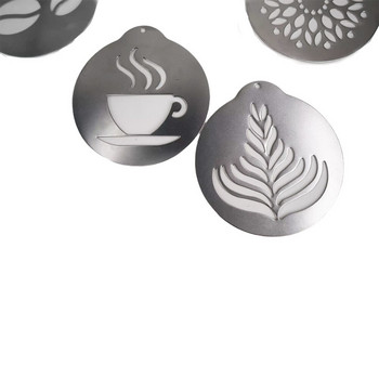 5 PCS Набор от шаблони за кафе от неръждаема стомана Капучино Arts Templates Кафе гирлянд Мухъл Инструмент за украса на торта Кухненски прибори за кафе