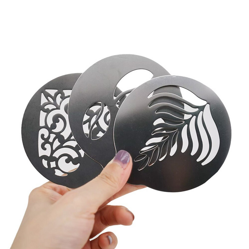 5 db rozsdamentes acél kávésablon szett Cappuccino Arts sablonok kávéfüzér forma torta díszítő eszköz konyhai kávéfőző