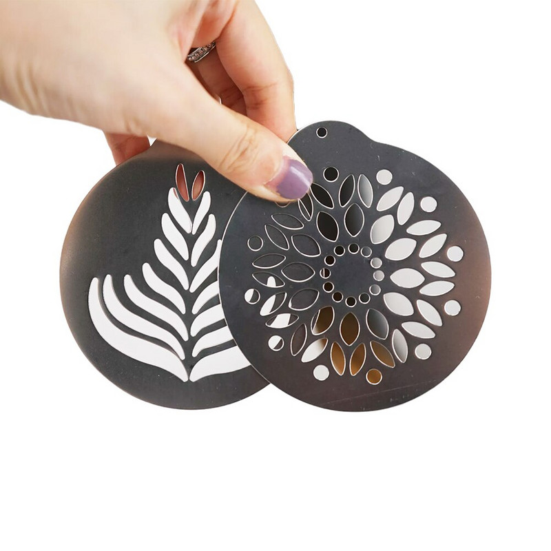 5 db rozsdamentes acél kávésablon szett Cappuccino Arts sablonok kávéfüzér forma torta díszítő eszköz konyhai kávéfőző