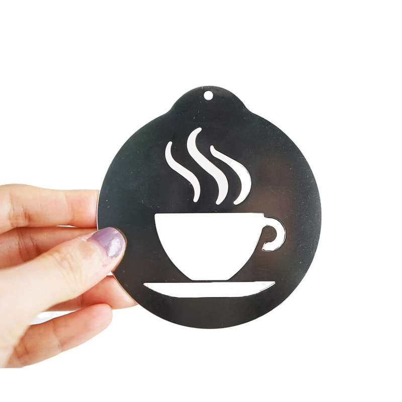 5 db rozsdamentes acél kávésablon szett Cappuccino Arts sablonok kávéfüzér forma torta díszítő eszköz konyhai kávéfőző