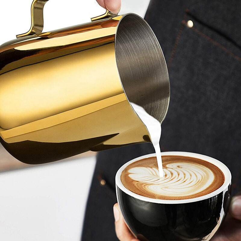 12 oz tejhabosító csészék, rozsdamentes acél kávés tejhabos kancsó, eszpresszógépekhez tökéletes, tejhabosítók