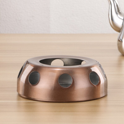 Nerūdijančio plieno alkoholinės viryklės arbatinuko pagrindas lauke, nedidelis karštas puodas, nešiojamasis praktiškas alkoholio ugnies katilo pagrindas arbatinuko padėkliukų išpardavimas