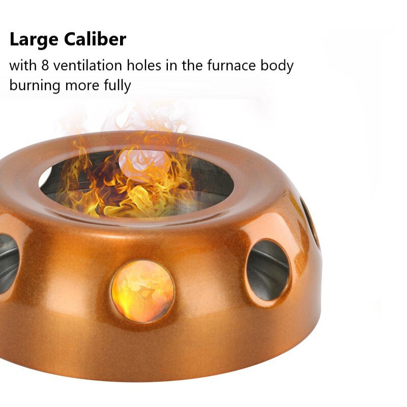 Nerūdijančio plieno alkoholinės viryklės arbatinuko pagrindas lauke, nedidelis karštas puodas, nešiojamasis praktiškas alkoholio ugnies katilo pagrindas arbatinuko padėkliukų išpardavimas