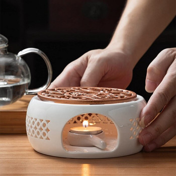 LUDA Κεραμική τσαγιέρα Θερμοστάτης Βάση Θερμοστάτης τσαγιού Μονωτική Βάση Θερμαντήρας Νερού για Τσάι Κερί Θέρμανση Βάση Θέρμανσης Teaware
