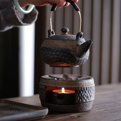 Japán kőedény kézzel készített teáskanna melegítő kerámia retro teamelegítő gyertyatartó vízforraló tartó teafőző Kung fu teáskanna