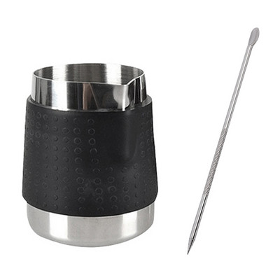 Urcior de spumare a laptelui din oțel inoxidabil de 350 ml, cu stilou de decorare, ulcior de lapte, ulcior de cafea espresso, cafea barista