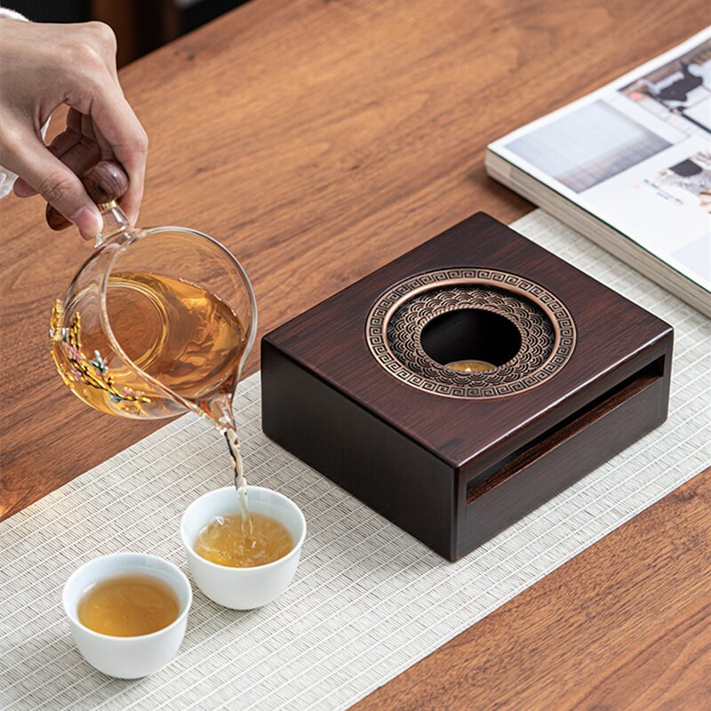 Bambuko arbatinuko šildytuvas Kiniškas virdulio stovas Kung Fu arbatos ceremonijos plokščias šildytuvas arbatos žvakių laikikliui ugnies viryklės