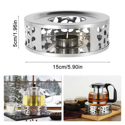 Nerūdijančio plieno arbatos šildytuvas arbatinuko laikiklis žvakių šildytuvo pagrindas apvalus žvakių šildytuvas kavos pienas žvakės kaitinimo pagrindo laikiklis arbatos indai