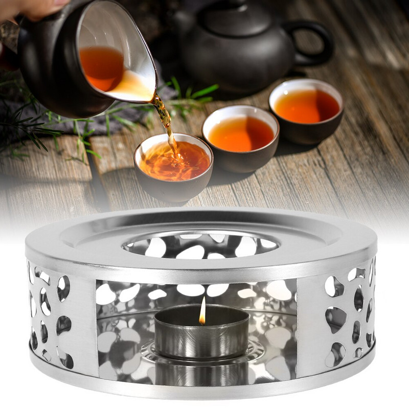 Nerūdijančio plieno arbatos šildytuvas arbatinuko laikiklis žvakių šildytuvo pagrindas apvalus žvakių šildytuvas kavos pienas žvakės kaitinimo pagrindo laikiklis arbatos indai