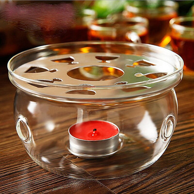 Új átlátszó üveg hőálló, kerek teáskanna melegítő melegítő talpú gyertyatartó