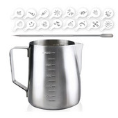 Oală efervescentă de lapte de 20 oz cu măsurare, oală cu abur pentru cafea, cappuccino, latte artă, perfectă pentru aparatele de espresso, etc.