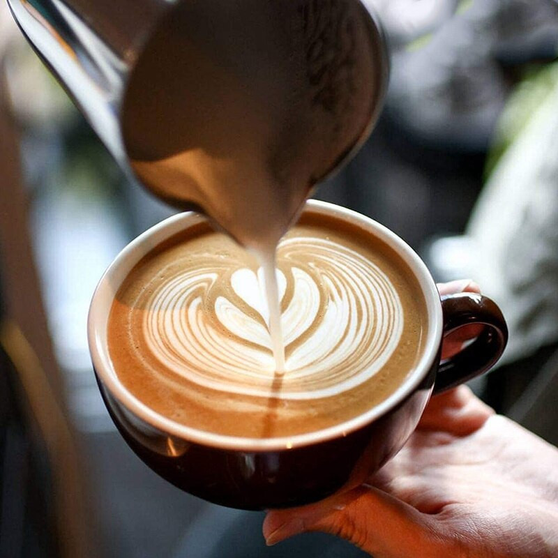 Oală efervescentă de lapte de 20 oz cu măsurare, oală cu abur pentru cafea, cappuccino, latte artă, perfectă pentru aparatele de espresso, etc.