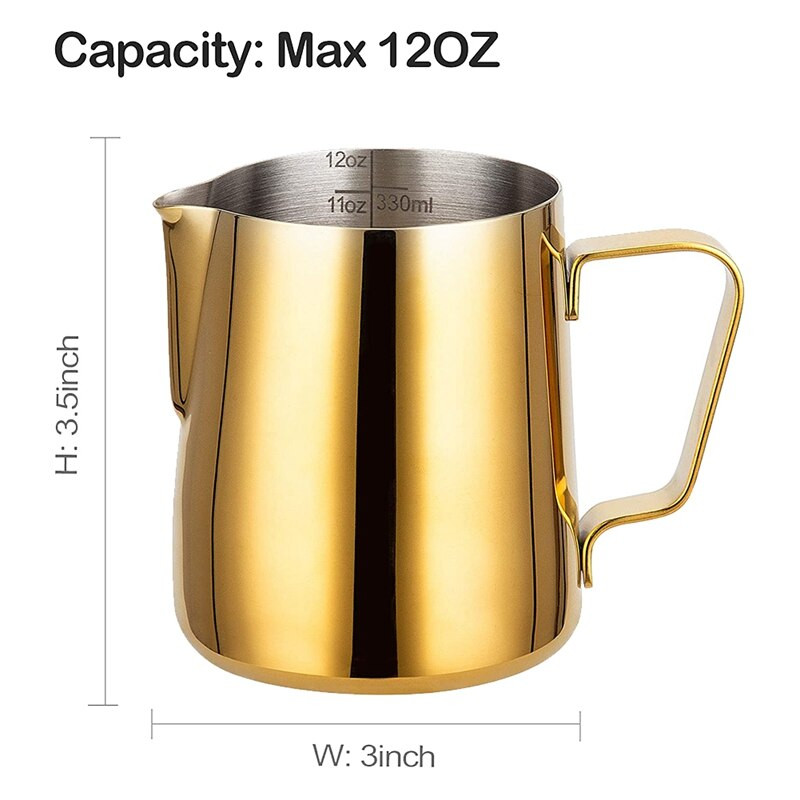 Šalice za pjenjenje mlijeka od 12 oz, vrč za pjenjenje mlijeka od nehrđajućeg čelika, savršeno za aparate za espresso, dodaci za pjenjenje mlijeka