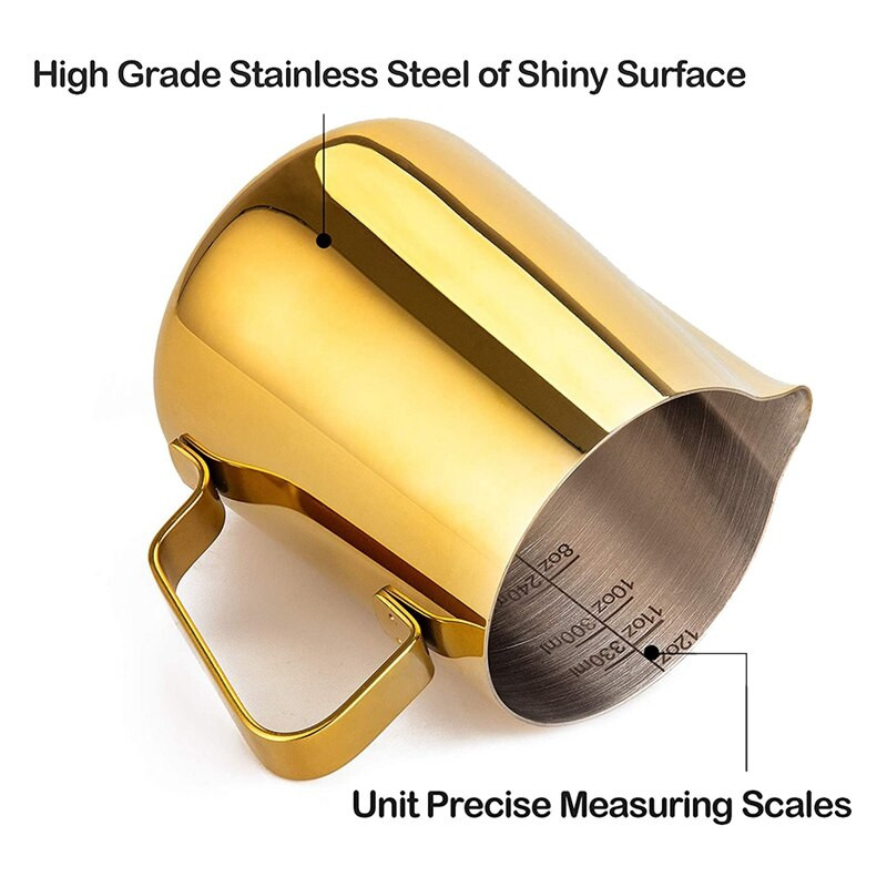 Šalice za pjenjenje mlijeka od 12 oz, vrč za pjenjenje mlijeka od nehrđajućeg čelika, savršeno za aparate za espresso, dodaci za pjenjenje mlijeka