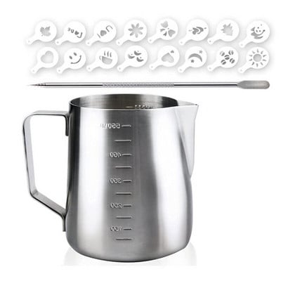 20 oz tejes pezsgőkanna méréssel, gőzkanna kávé cappuccino Latte Art eszpresszógépekhez tökéletes stb.