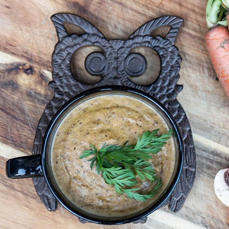 1db öntöttvas teáskanna Trivet Vintage virág/bagoly/hal/hópehely kerek edénytartó üreges szőnyeg szigetelő párna asztaldísz konyha