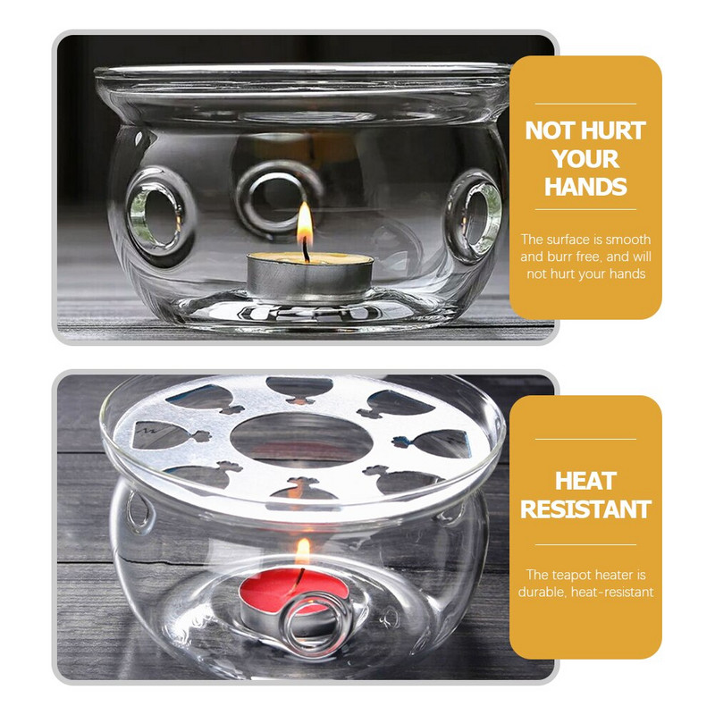 Подгряване на чай Поставка за свещи Основа за нагревател за чай Поставка за чай Декоративен стъклен свещник