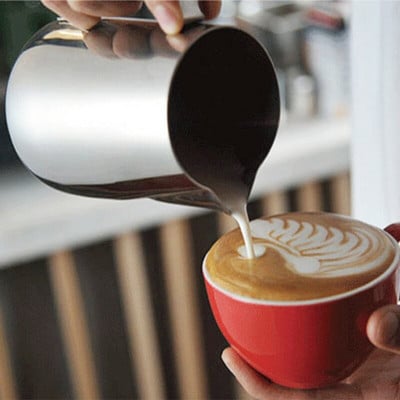 Pieno ąsotis 350 ml Nerūdijančio plieno putų ąsotis Gėlių puodelis Kavos pieno putų plakiklis Latte Art pieno putų įrankis Kavos reikmenys