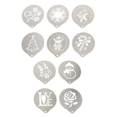 10 vnt kavos šablonų šventinių vakarėlių reikmenys kalėdinių tortų šablonai snaigių kavos šablonai kavos dekoravimo trafaretai