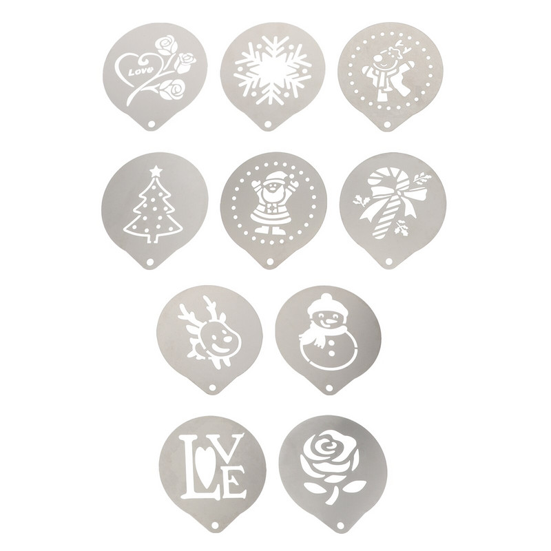 10 vnt kavos šablonų šventinių vakarėlių reikmenys kalėdinių tortų šablonai snaigių kavos šablonai kavos dekoravimo trafaretai