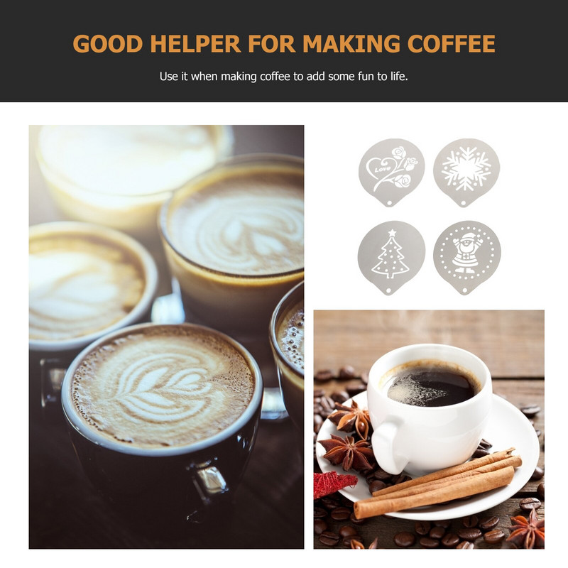 10 vnt kavos šablonų šventinių vakarėlių reikmenys kalėdinių tortų šablonai snaigių kavos šablonai kavos dekoravimo trafaretai