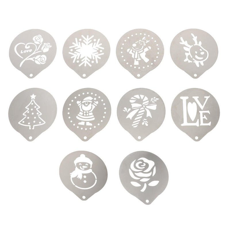 10 vnt kavos šablonų šventinių vakarėlių reikmenys kalėdinių tortų šablonai snaigių kavos šablonai kavos dekoravimo trafaretai