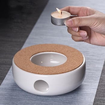 BORREY Mini Portable Ceramic Teapot Holder Base Teapot Warmer Insulation Base Coffee Water Warmer Candleholder Tea Accessories