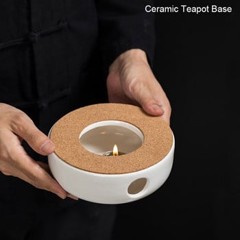 BORREY Mini Portable Ceramic Teapot Holder Base Teapot Warmer Insulation Base Coffee Water Warmer Candleholder Tea Accessories