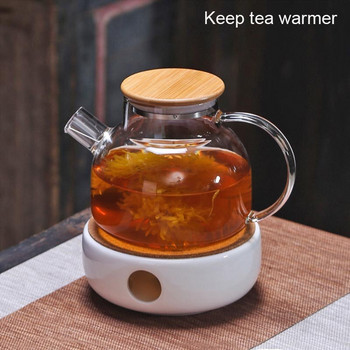 BORREY Mini Portable Ceramic Teapot Holder Base Teapot Warmer Insulation Base Coffee Water Warmer Candleholder Tea Accessories