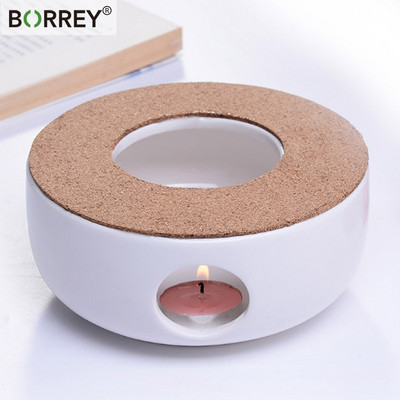 BORREY Mini Portable Ceramic Teapot Holder Base Teapot Warmer Insulation Base Coffee Water Warmer Candleholder Tea Accessories